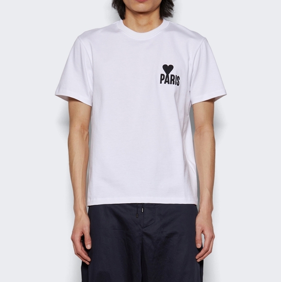 AMI Paris White T-Shirt with Paris Logo - Picture 2 of 7